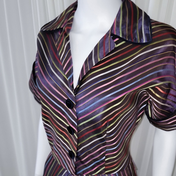 1940s Noir • Hostess Dress • Long Gown • Chevron Stripes • Vintage Delro S-M - Picture 10 of 10